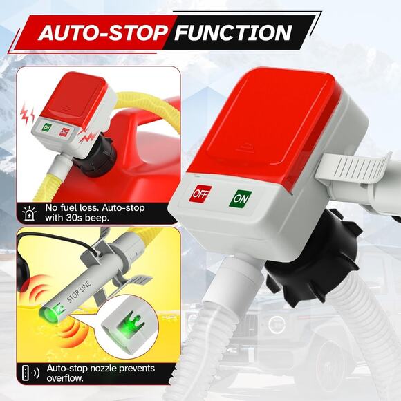 3.2GPM Fast Flow Portable Battery Electric Fuel Transfer Pump Auto Stop w/ Hose - Picture 2 of 7